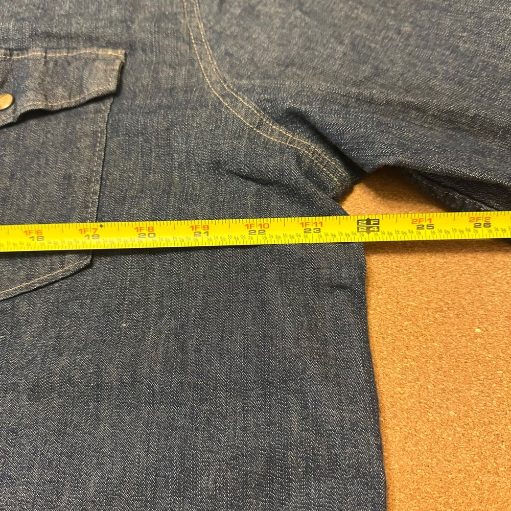 Wrangler Denim Western Shirt Men XL Blue Pearl Snap Long Sleeve Workwear Classic - Picture 5 of 7